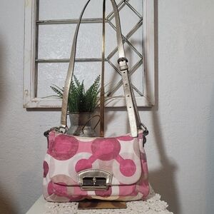 Coach Kristin Graphic OP Art Sequins Crossbody Shoulder Bag with Silver Hardware